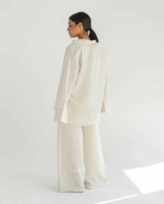 Oat Mini Stripe Linen Set