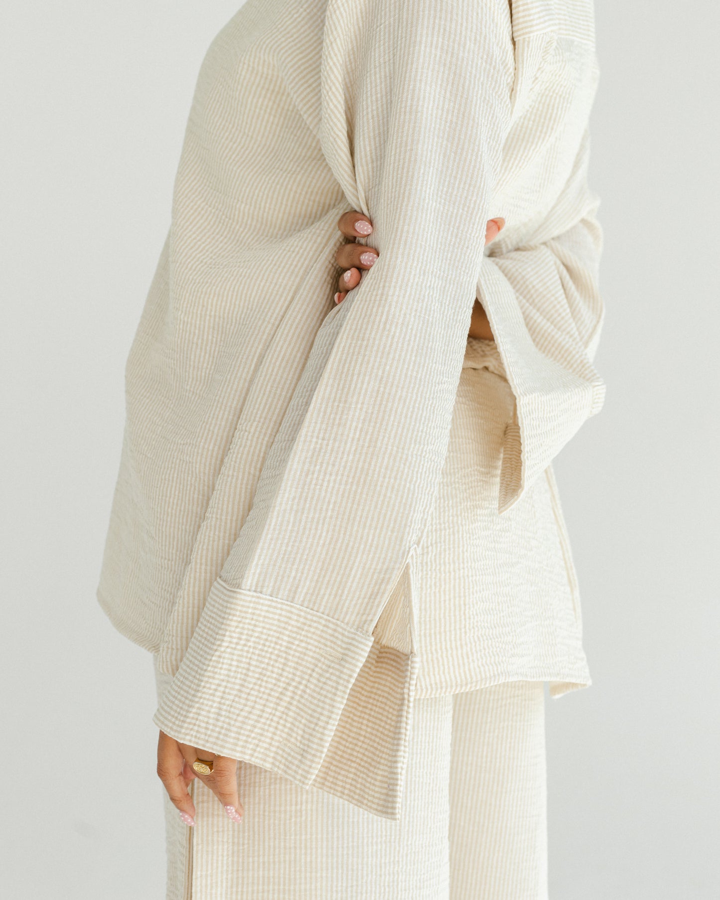 Oat Mini Stripe Linen Set