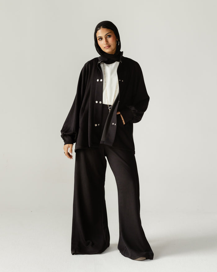 Black Relaxed Snap Set