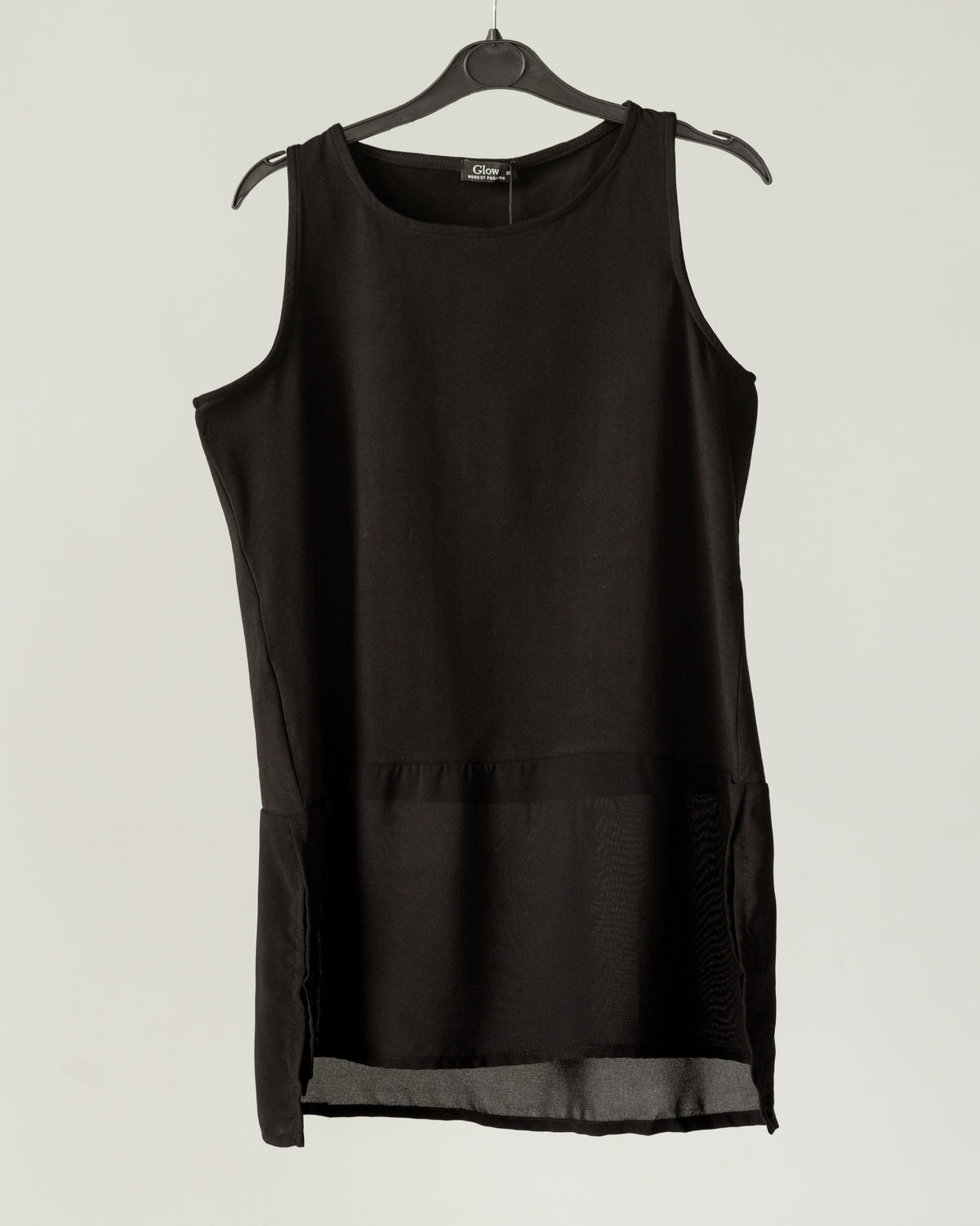Black Half & Half Sleeveless Top
