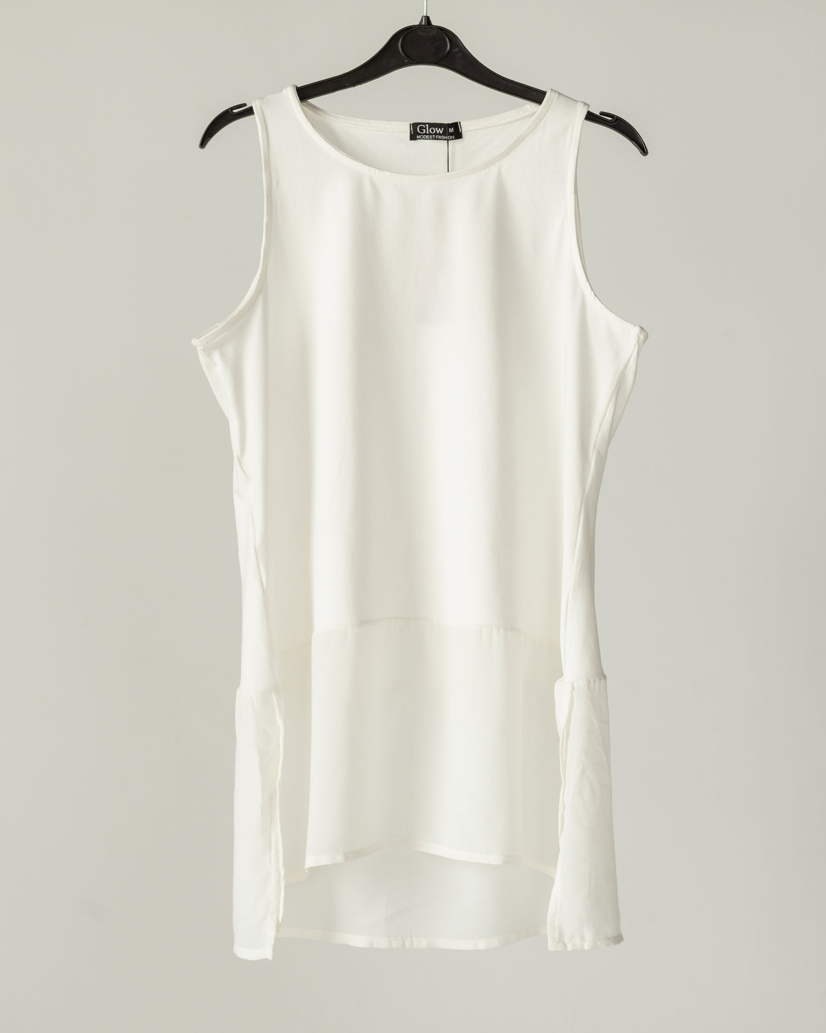 Off White Half & Half Sleeveless Top