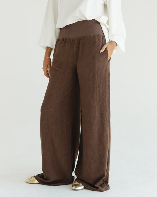 Brown Wide-Leg Pants