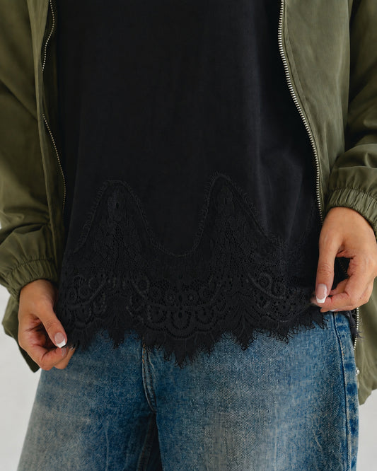 Black Lace-Hem Tank