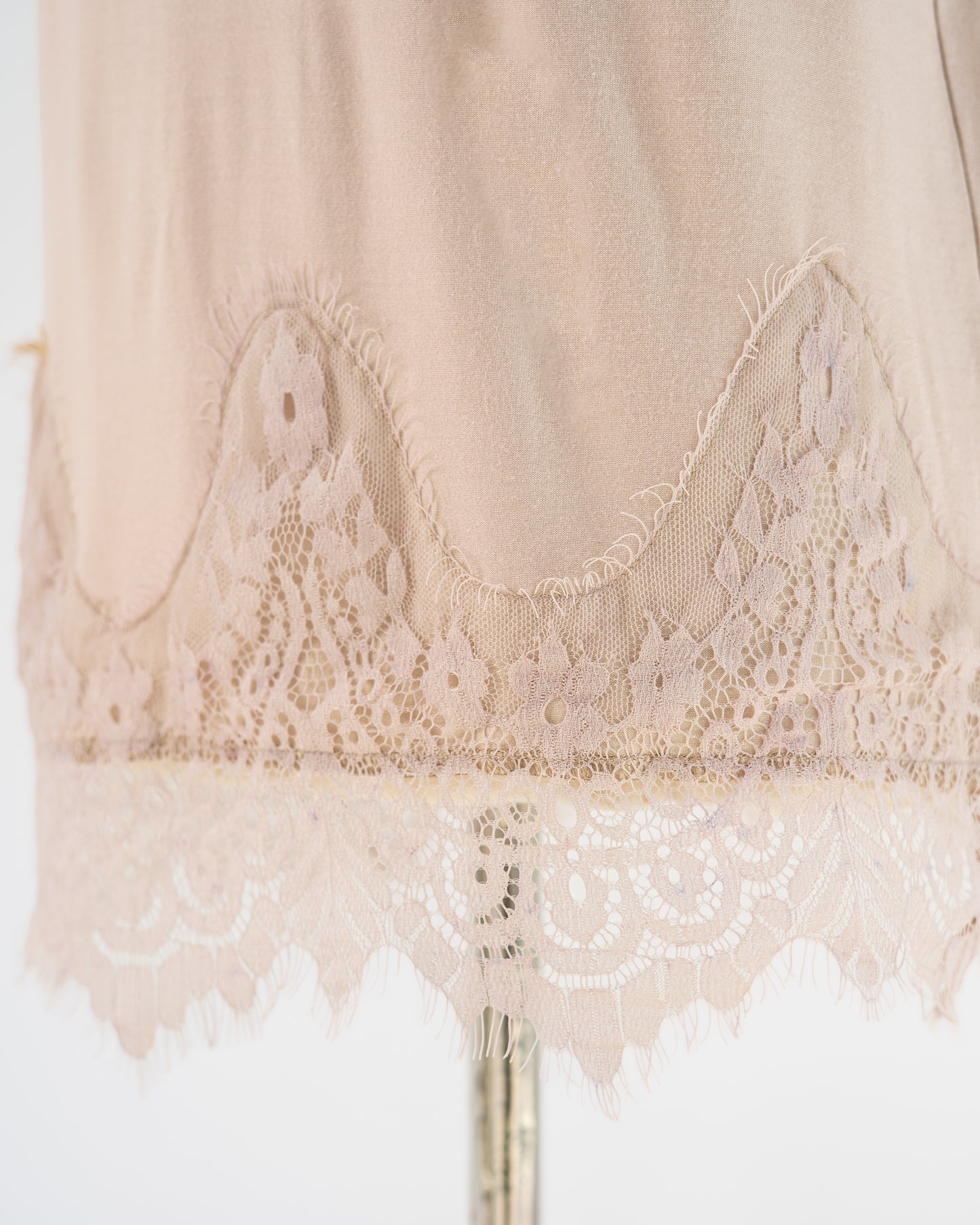 Beige Lace-Hem Tank
