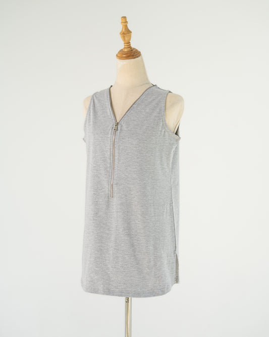 Grey Zip-Front Tank