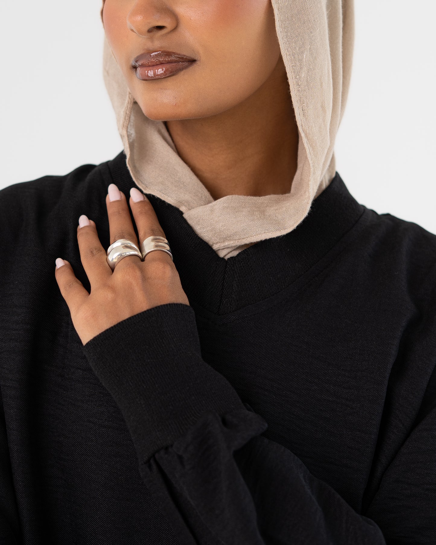 Black Oversized V-Neck Top