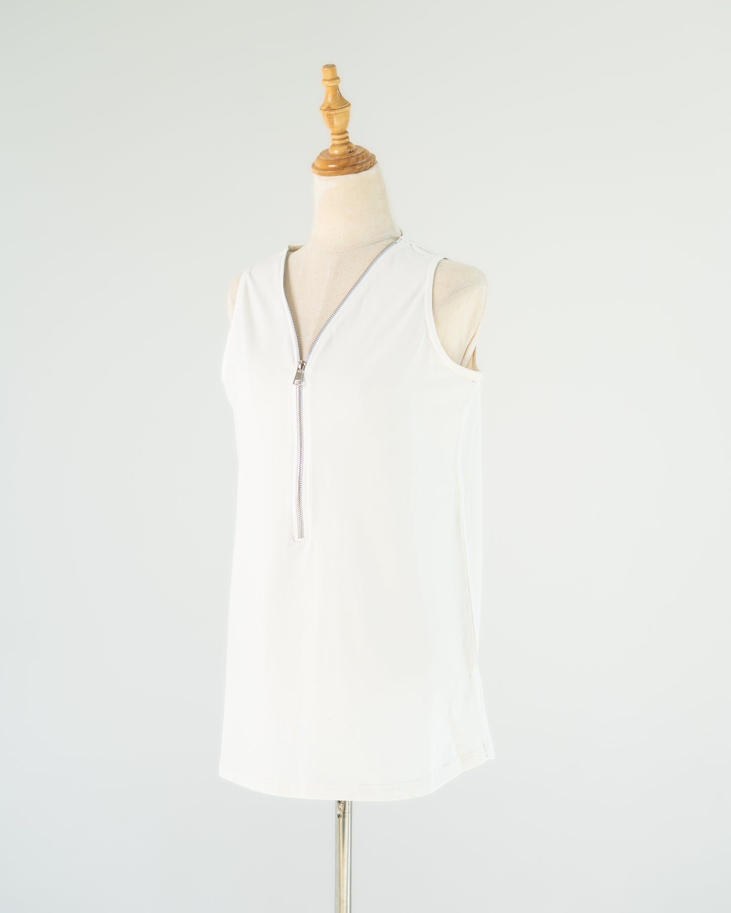 White Zip-Front Tank