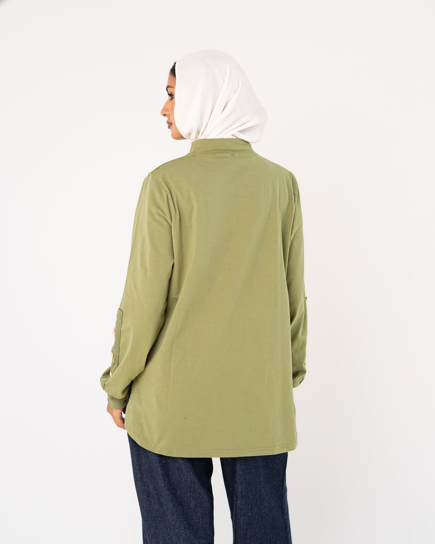 Olive Stud-Shoulder Top