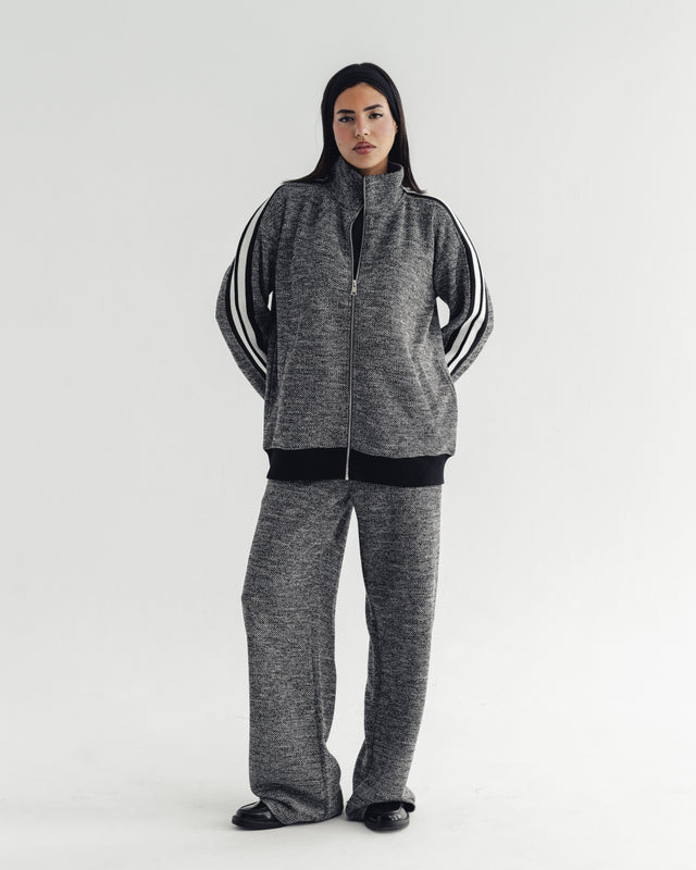 Stripe Track Set in Heather Grey