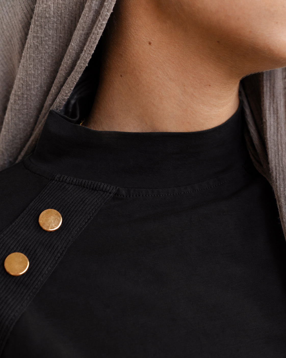 Black Stud-Shoulder Top