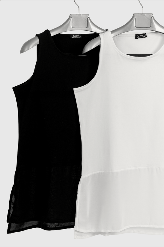 Half & Half Sleeveless Basic - Glow Modest