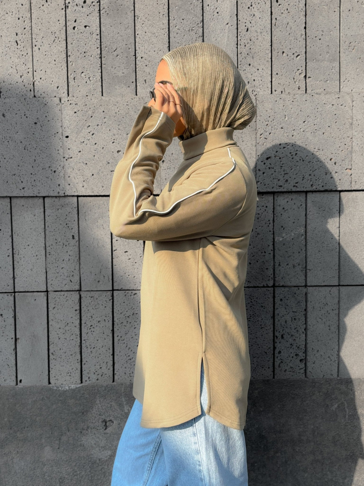 Olive Ribbed High-Neck Essential