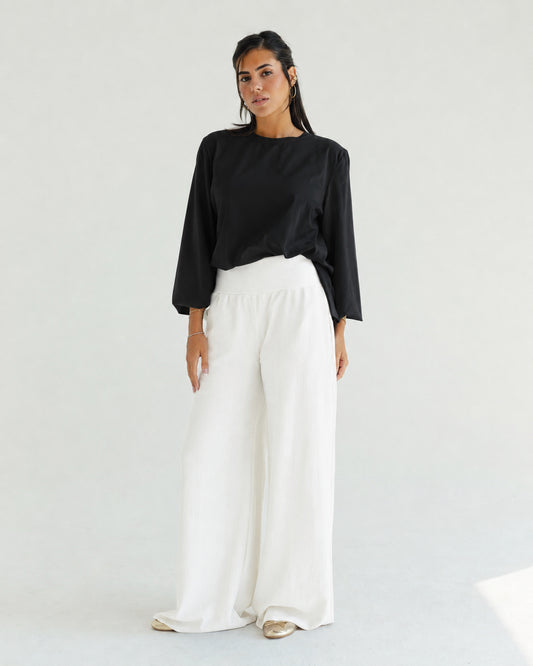 White Wide-Leg Pants