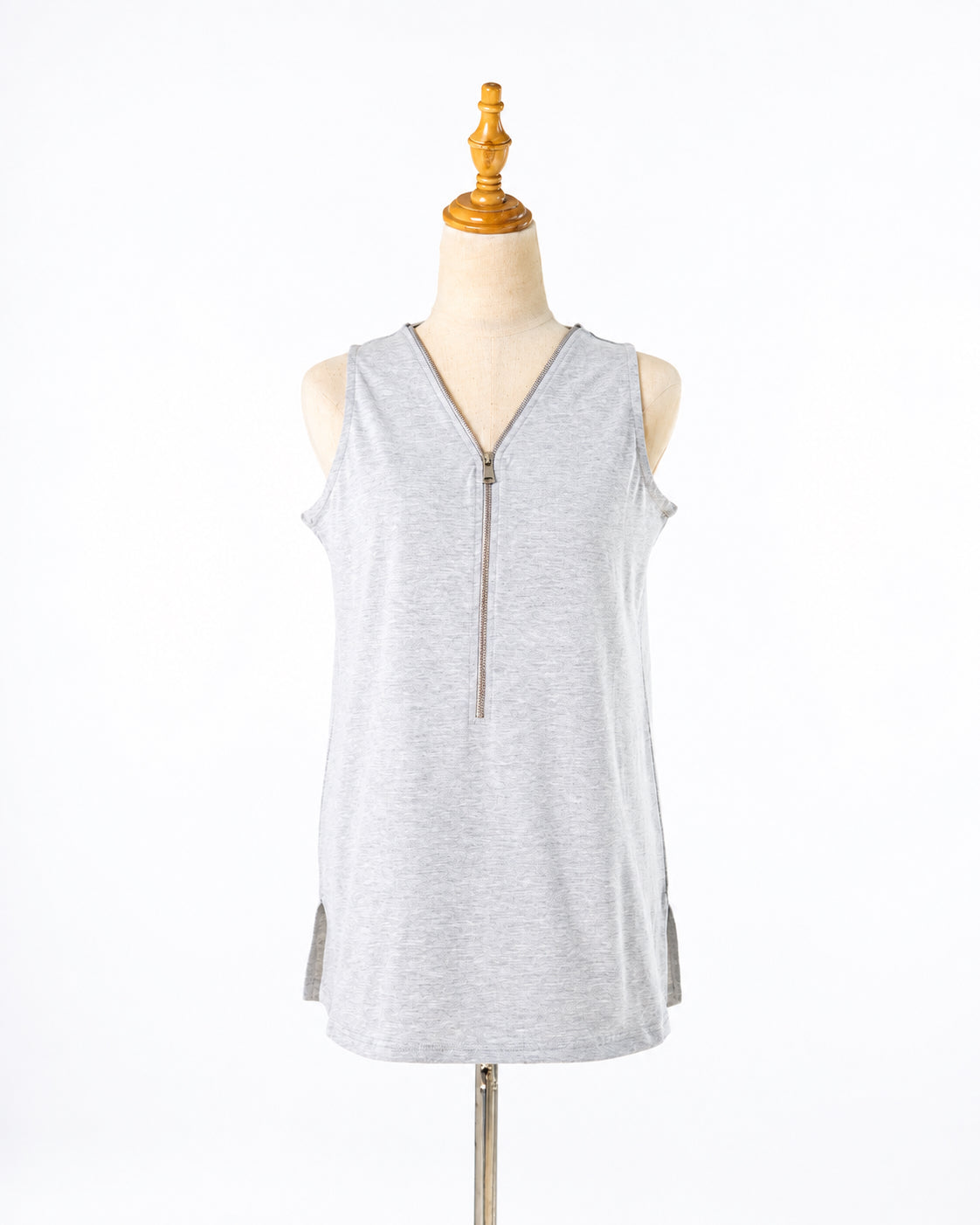 Grey Zip-Front Tank