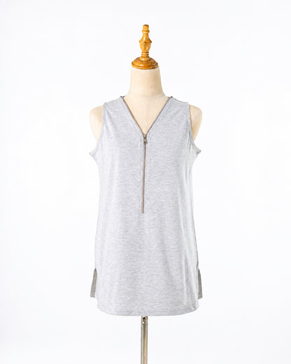Grey Zip-Front Tank