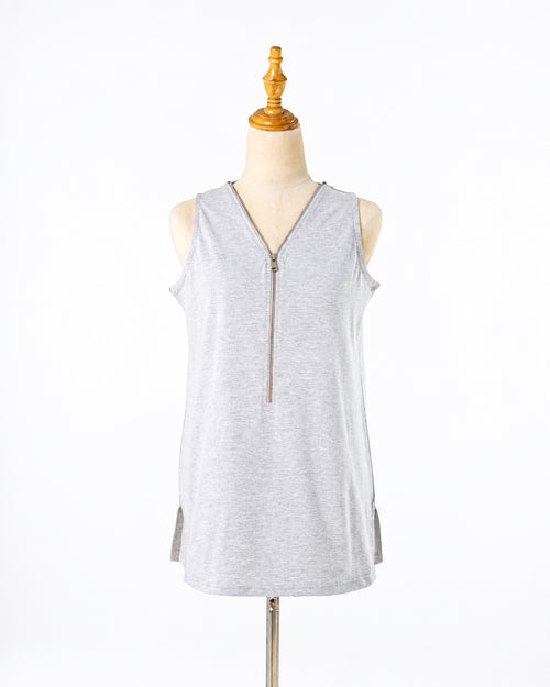 Grey Zip-Front Tank