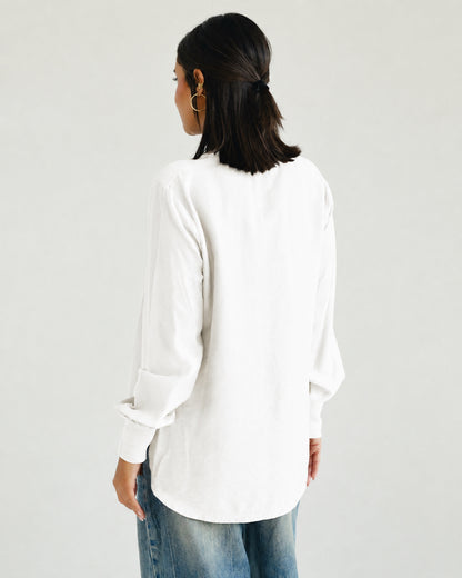 White Oversized V-Neck Top