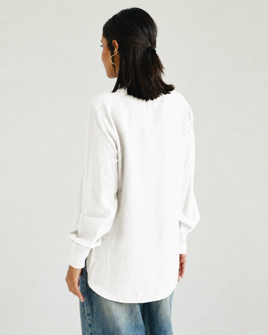 White Oversized V-Neck Top