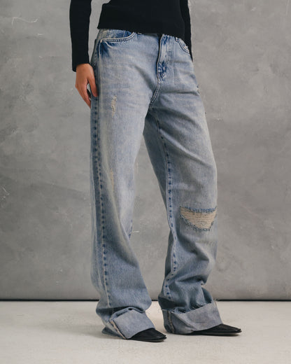 The Distressed Cuff Denim