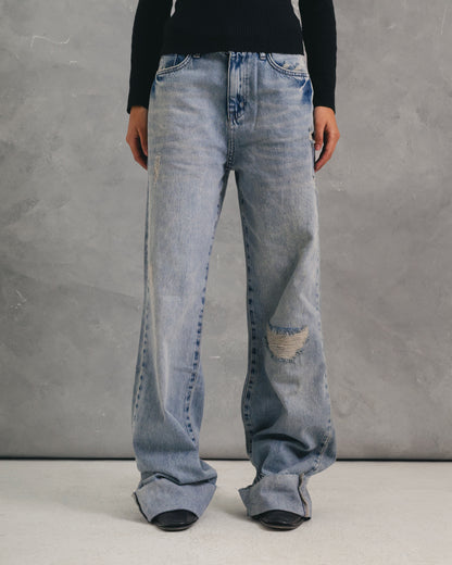 The Distressed Cuff Denim