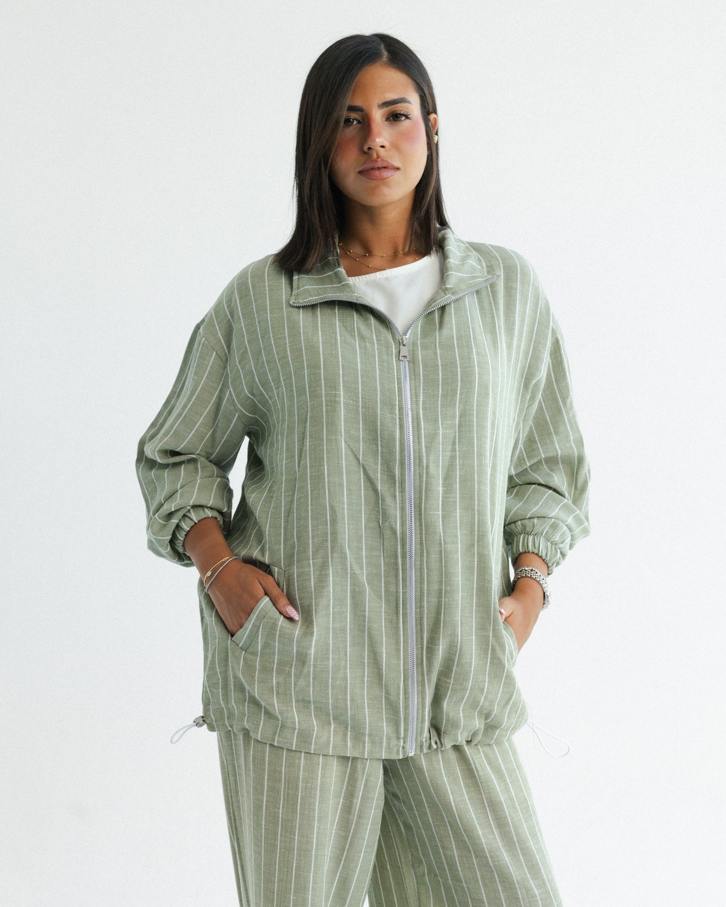 Sage Pinstripe Set