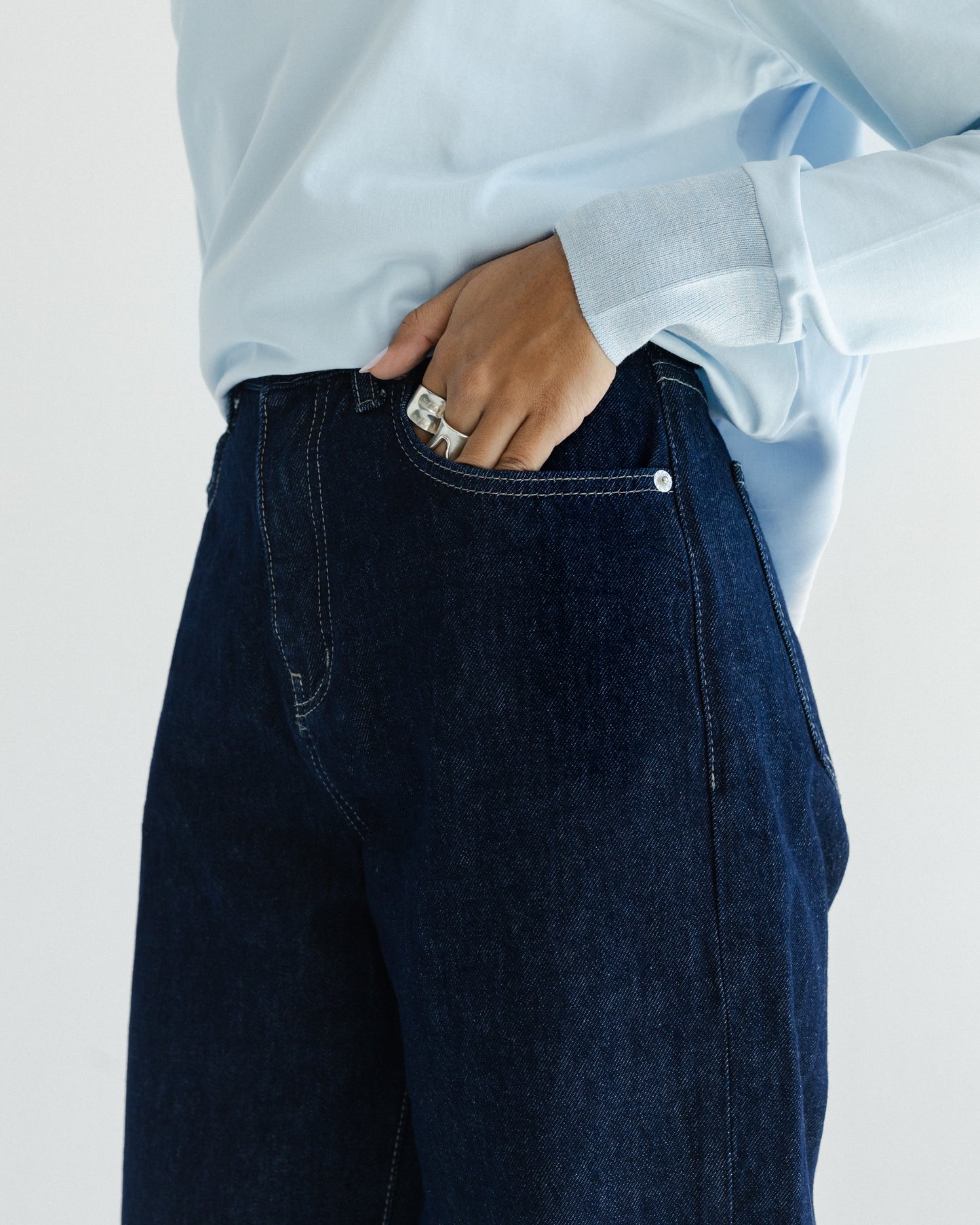 Cuffed Wide-Leg Jeans