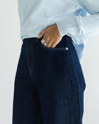 Cuffed Wide-Leg Jeans