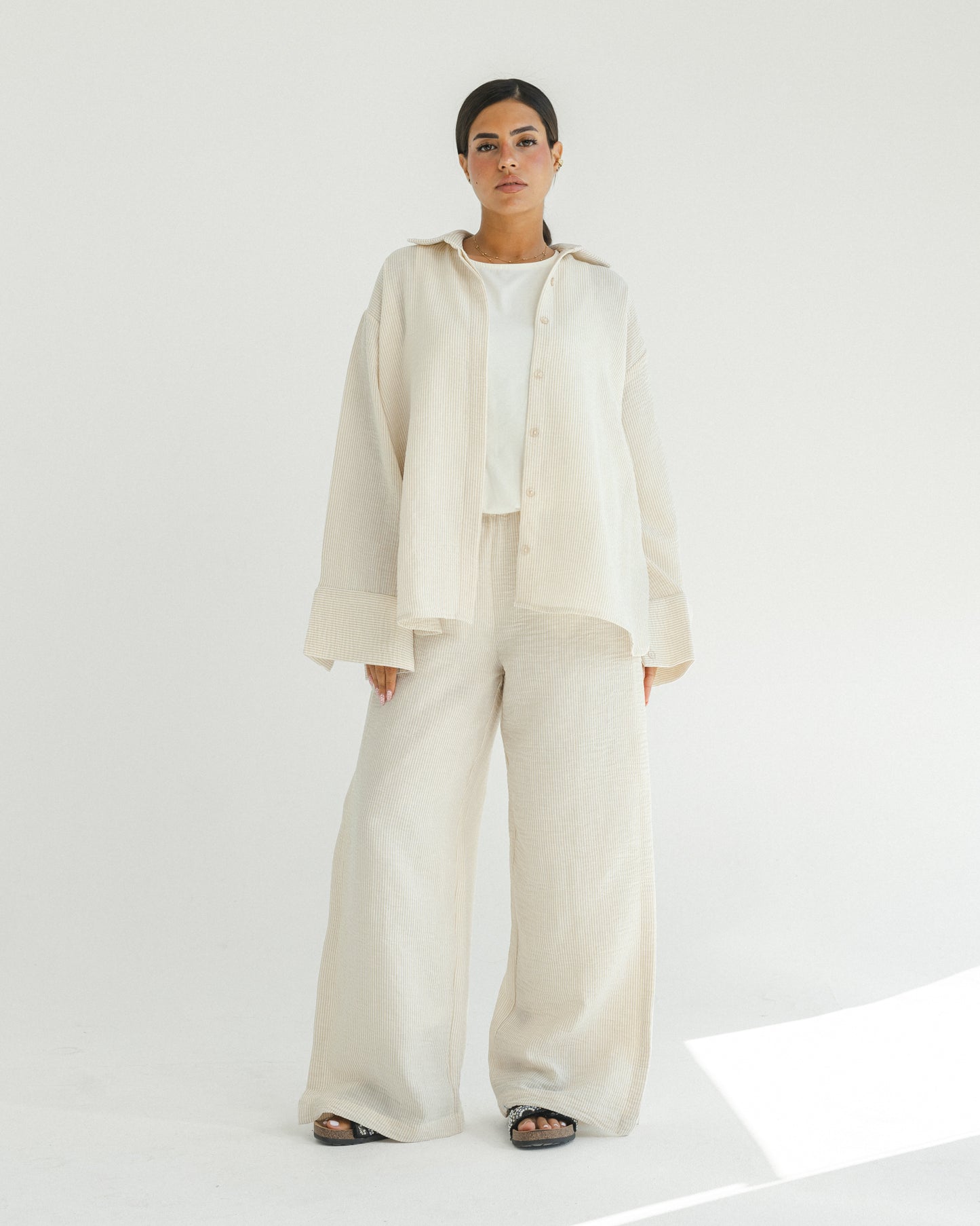 Oat Mini Stripe Linen Set