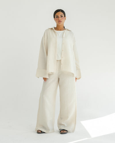 Oat Mini Stripe Linen Set