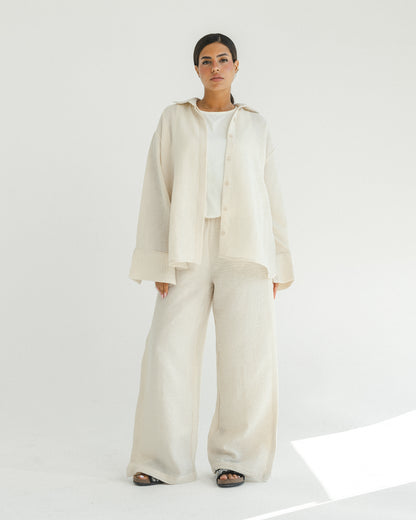 Oat Mini Stripe Linen Set