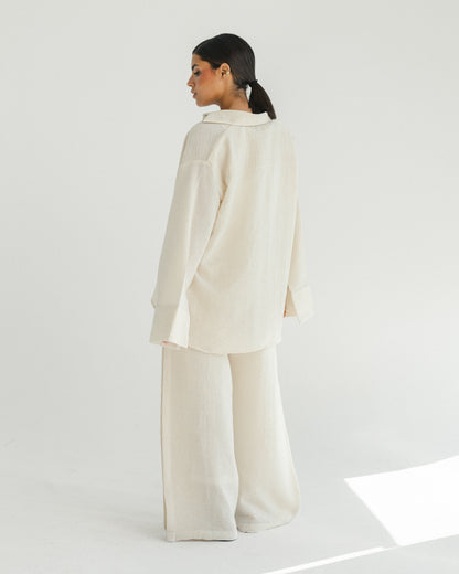 Oat Mini Stripe Linen Set