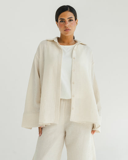 Oat Mini Stripe Linen Set