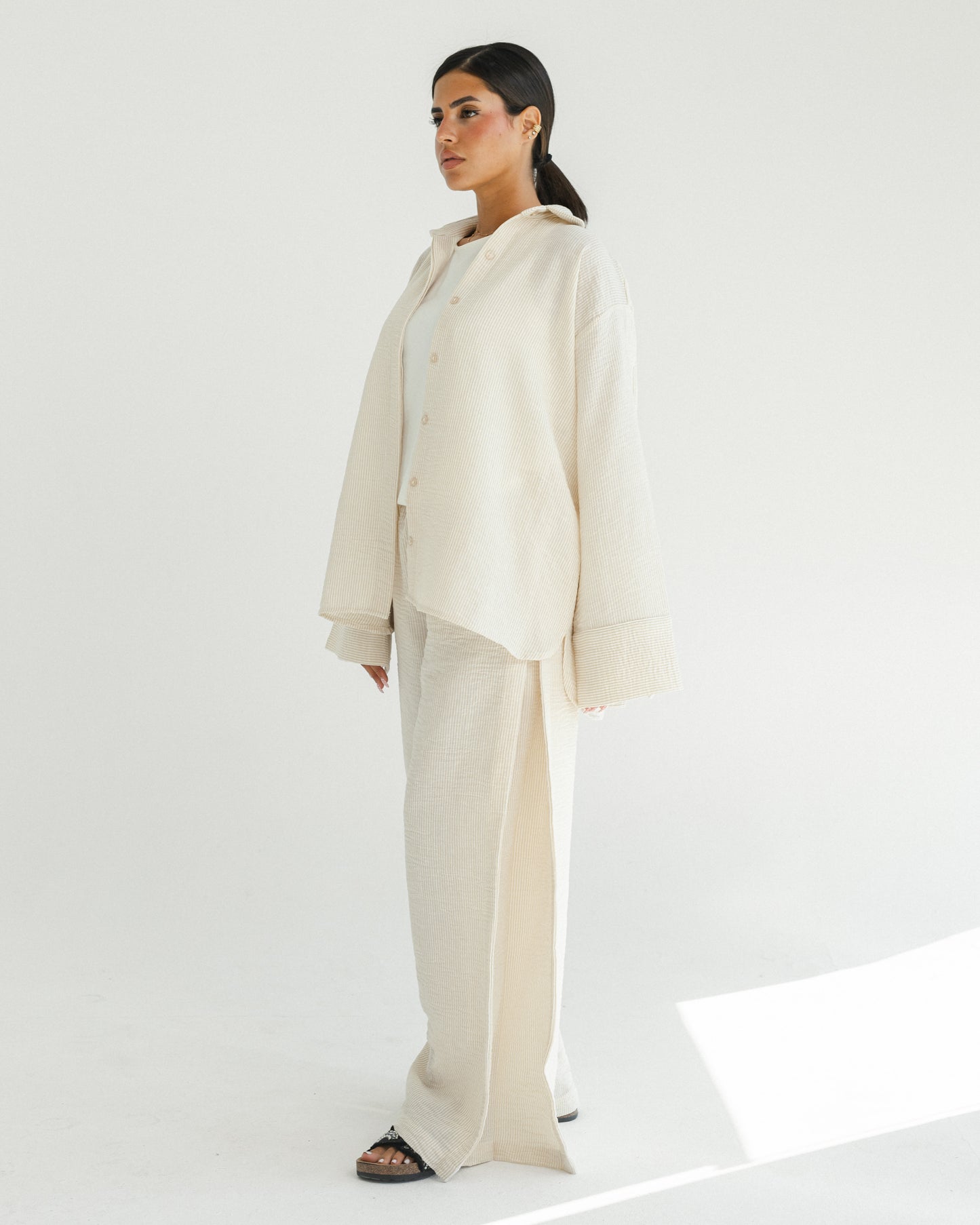 Oat Mini Stripe Linen Set