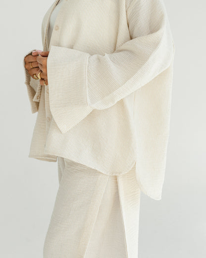 Oat Mini Stripe Linen Set