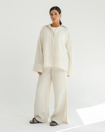 Oat Mini Stripe Linen Set