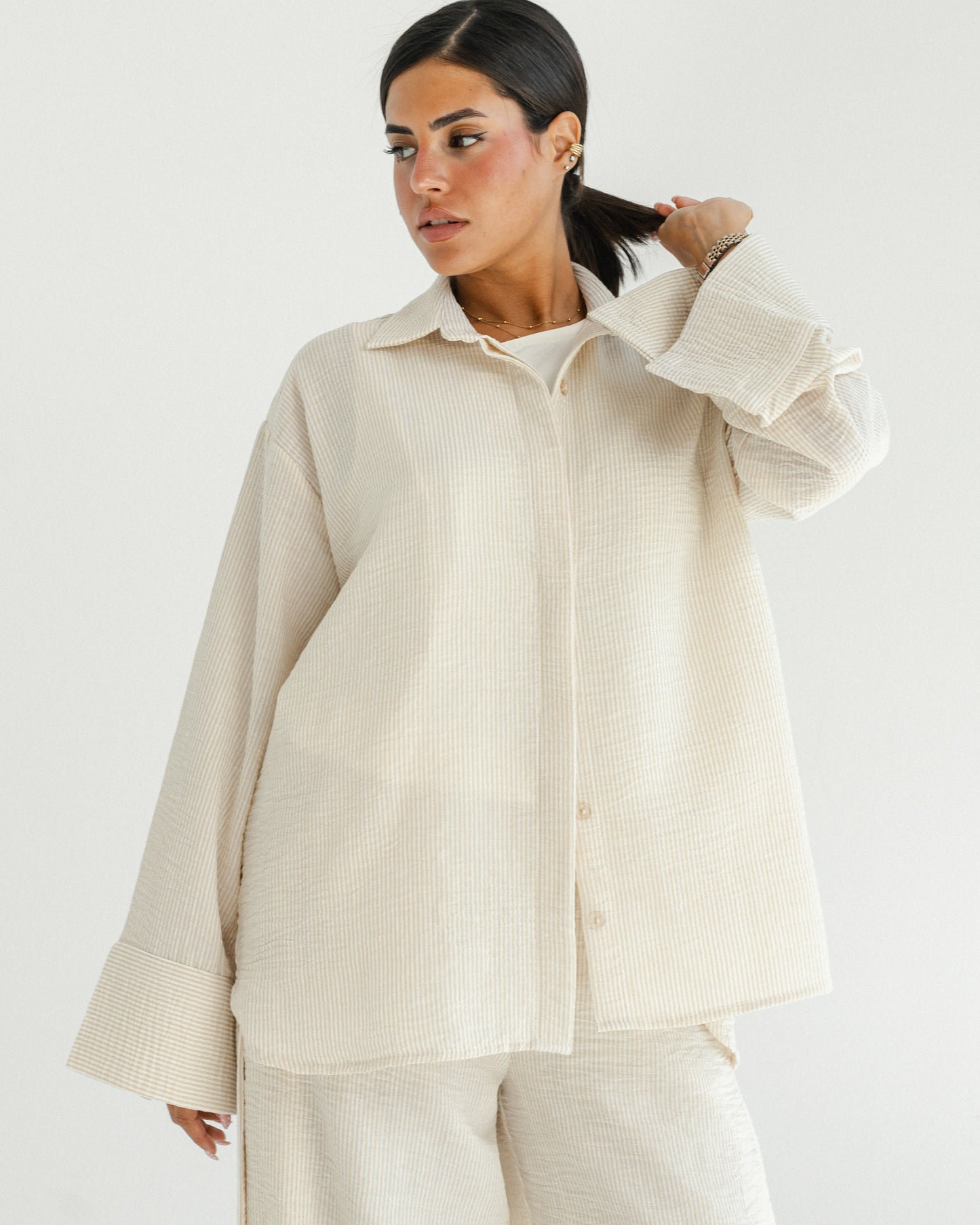 Oat Mini Stripe Linen Set