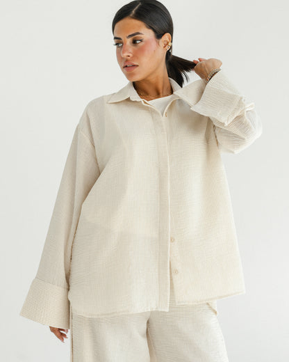 Oat Mini Stripe Linen Set