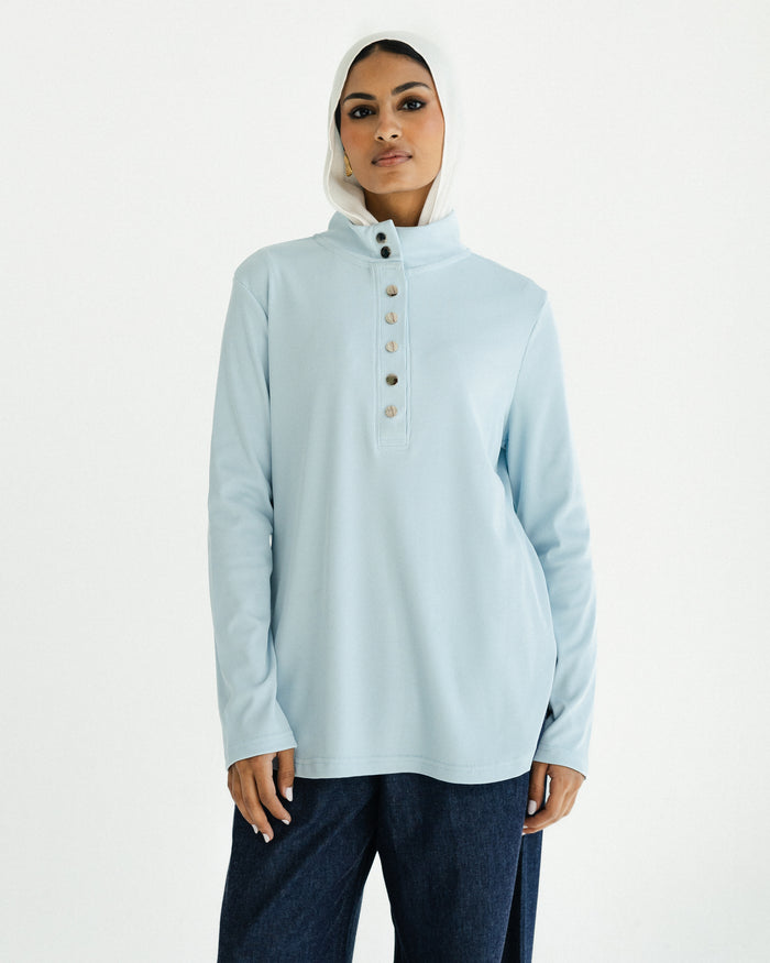 Powder Blue Ribbed Top