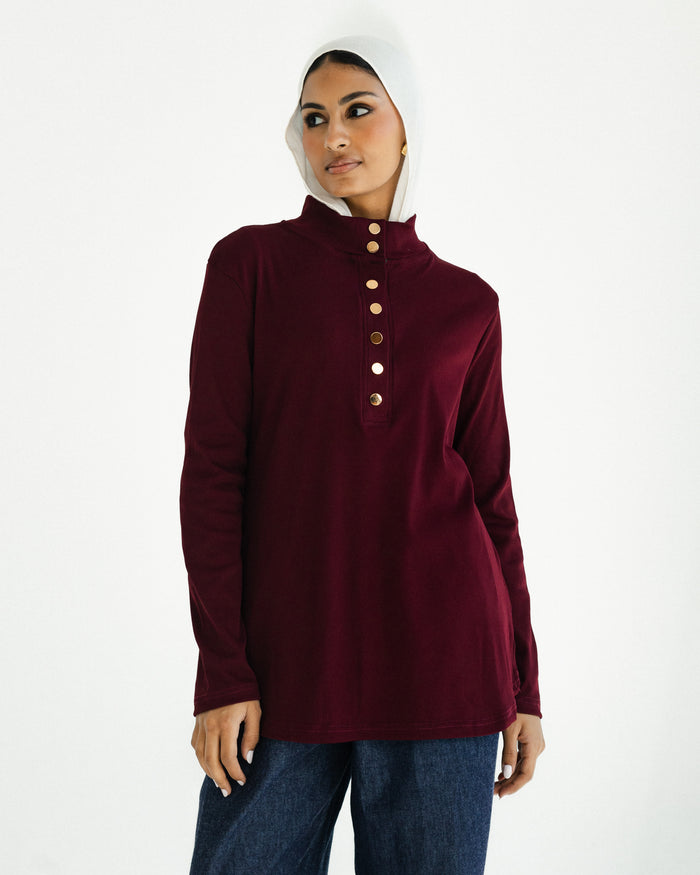 Wine Ribbed Top