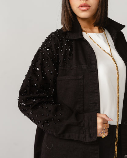 Crystal Noir Denim Jacket