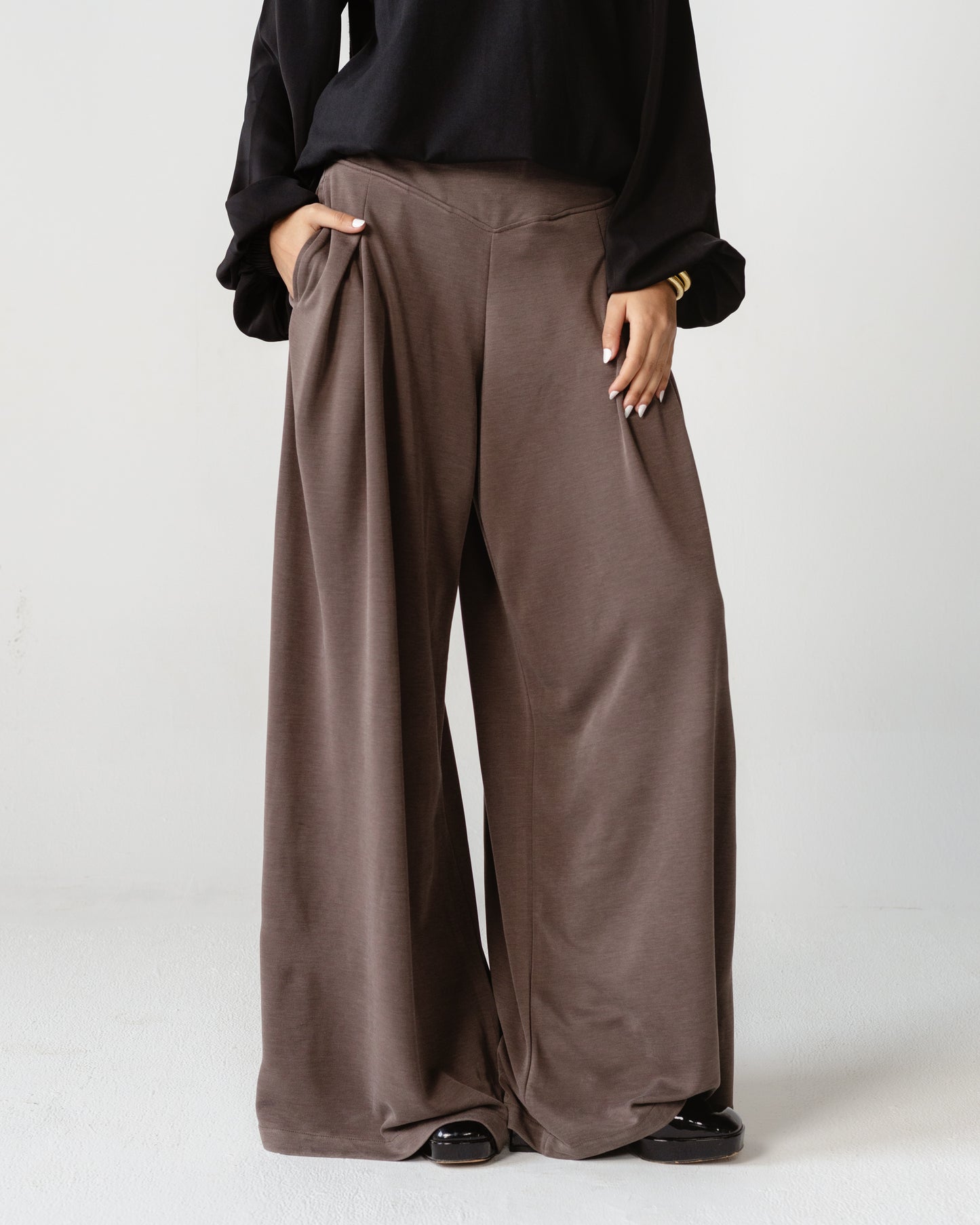 Pleated Wide-Leg Trousers