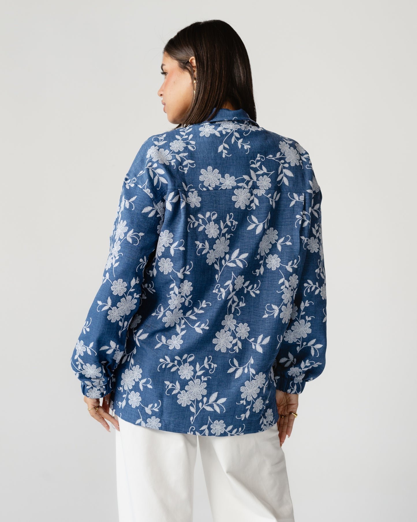 Blue Embroidered Denim Set