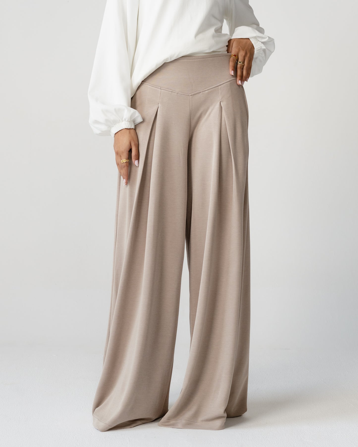 Pleated Wide-Leg Trousers