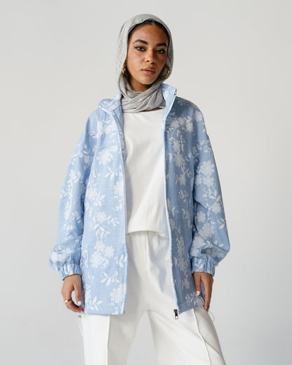 Sky Blue Embroidered Denim Set