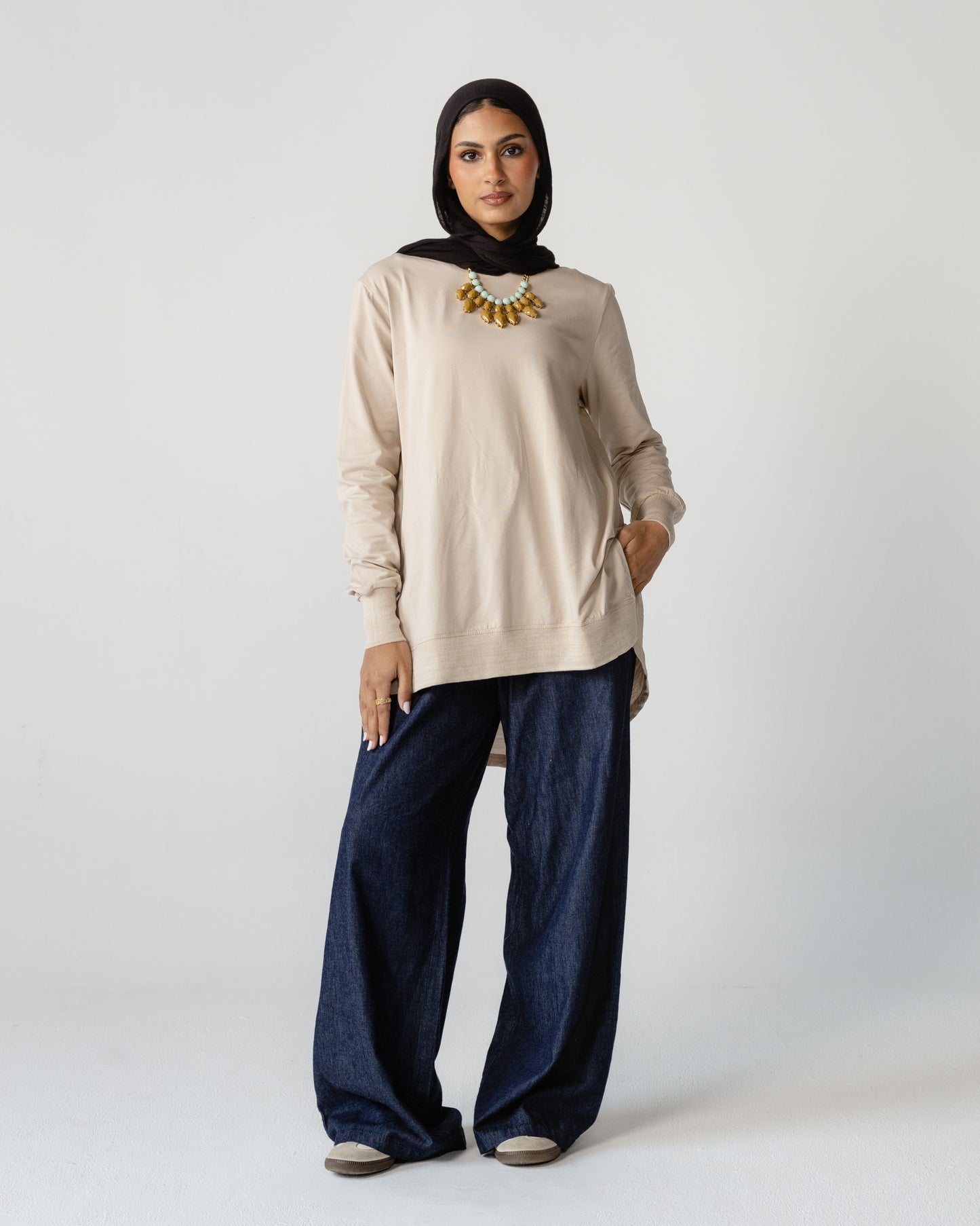 Navy Wide-Leg Pants
