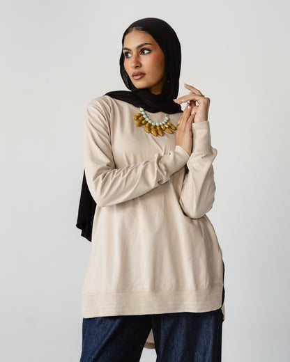 Beige Contrast Back Top