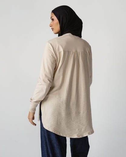 Beige Contrast Back Top