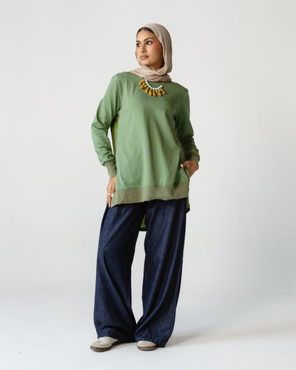 Olive Contrast Back Top
