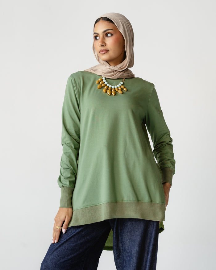 Olive Contrast Back Top