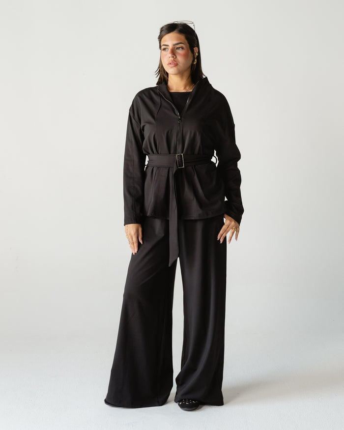 Black Belted Zip Set